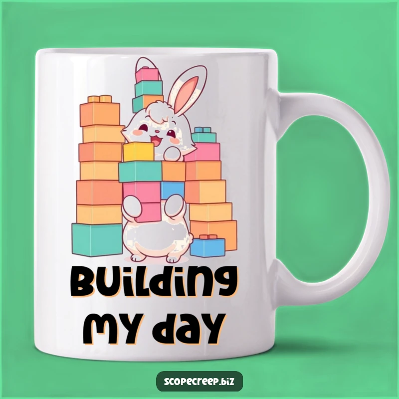 Funny Bunny Block Tower Mug: Joyful Stacking & Perfect Gift