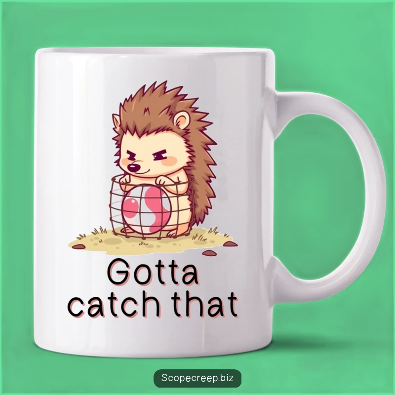 Funny Hedgehog Ball Cage Mug: Hilarious Gift for Persistent People