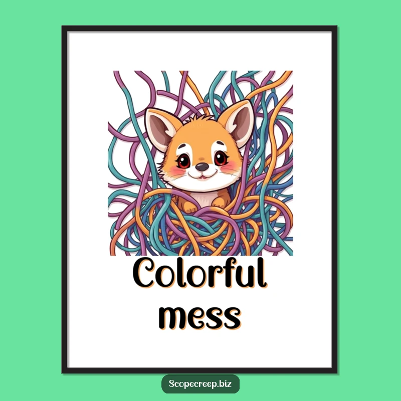 Funny Animal Thread Mess Digital Print: Quirky & Hilarious Art for Instant Intrigue