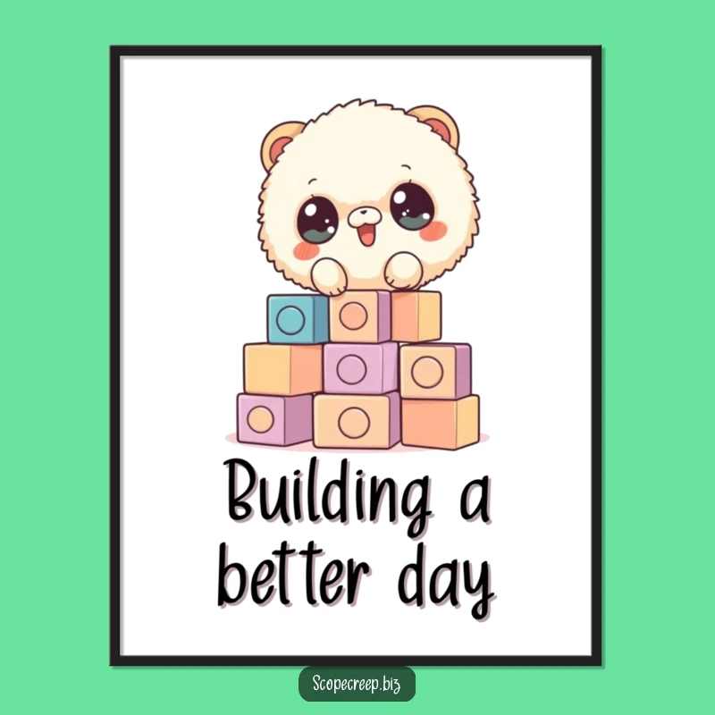 Free Printable Wall Art: Fluffy Animal Stacking Blocks, Funny Downloadable Art Decor