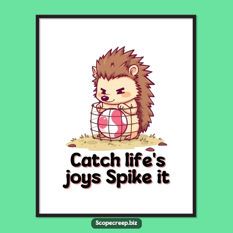 Funny Free Printable Wall Art: Hedgehog Building Cage, Quirky Downloadable Decor