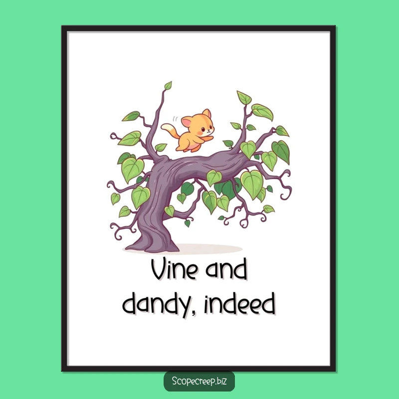 Free Printable Wall Art: Energetic Animal Jumping Vines, Funny Downloadable Art Decor