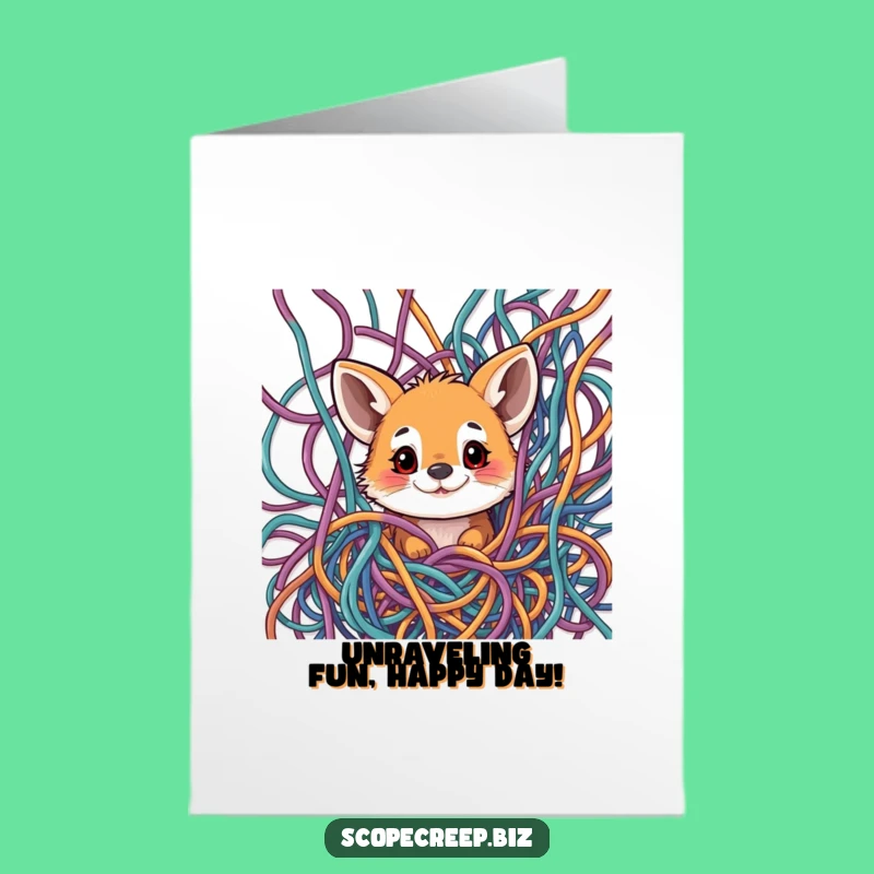 Free Printable Birthday Card: Tangled Threads Animal - Quirky Downloadable Greeting