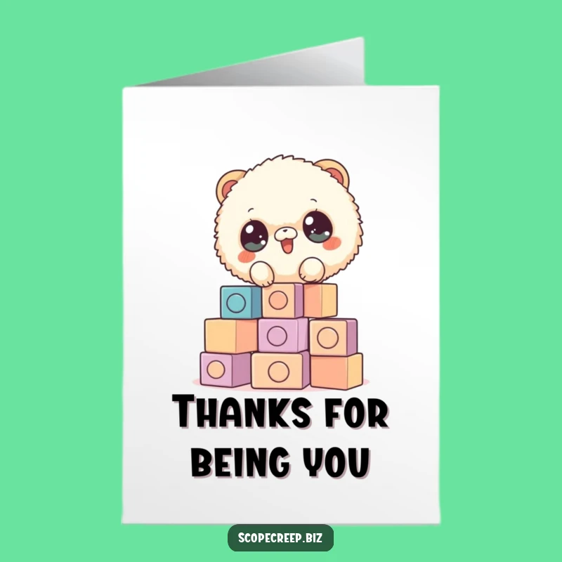 Free Printable Thank You Card: Fluffy Animal Stacking Blocks, Funny Downloadable Gift