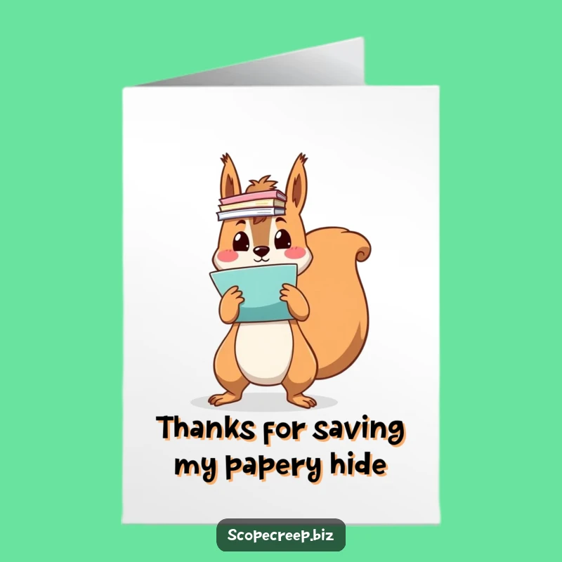 Free Printable Thank You Card: Funny Squirrel Juggling Papers, Heartfelt Downloadable Gift