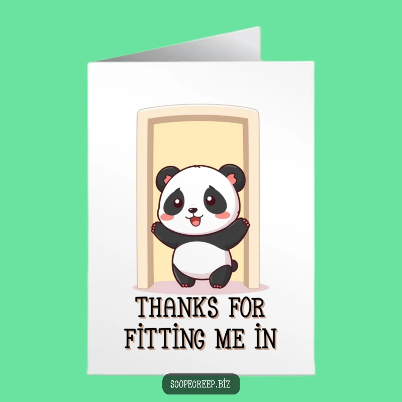 Free Printable Thank You Card: Panda Stuck in Door, Sweet Downloadable Gift
